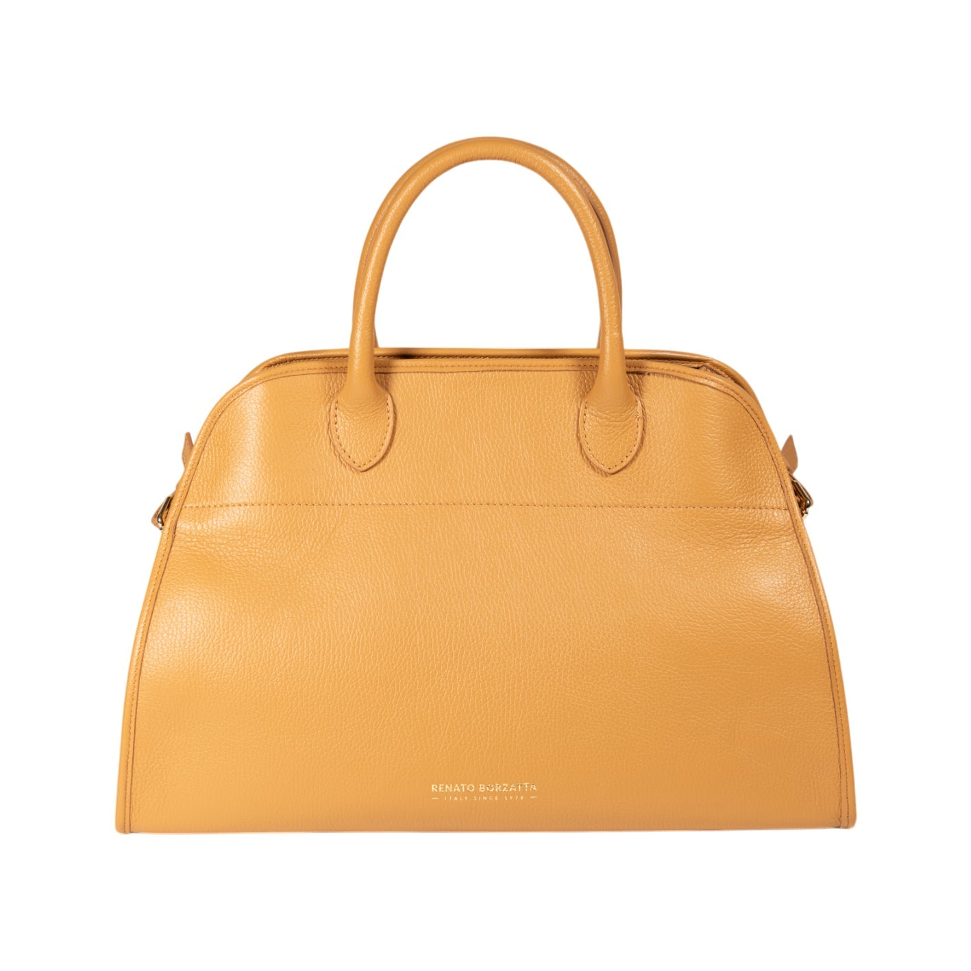 RB1032CQ | FRIDA Women's Handbag in Genuine Leather Made in Italy. Polished Gold Metal Accessories - Tan Color - Dimensions: 43 x 29 x 24 + 12 cm (Handle Drop)