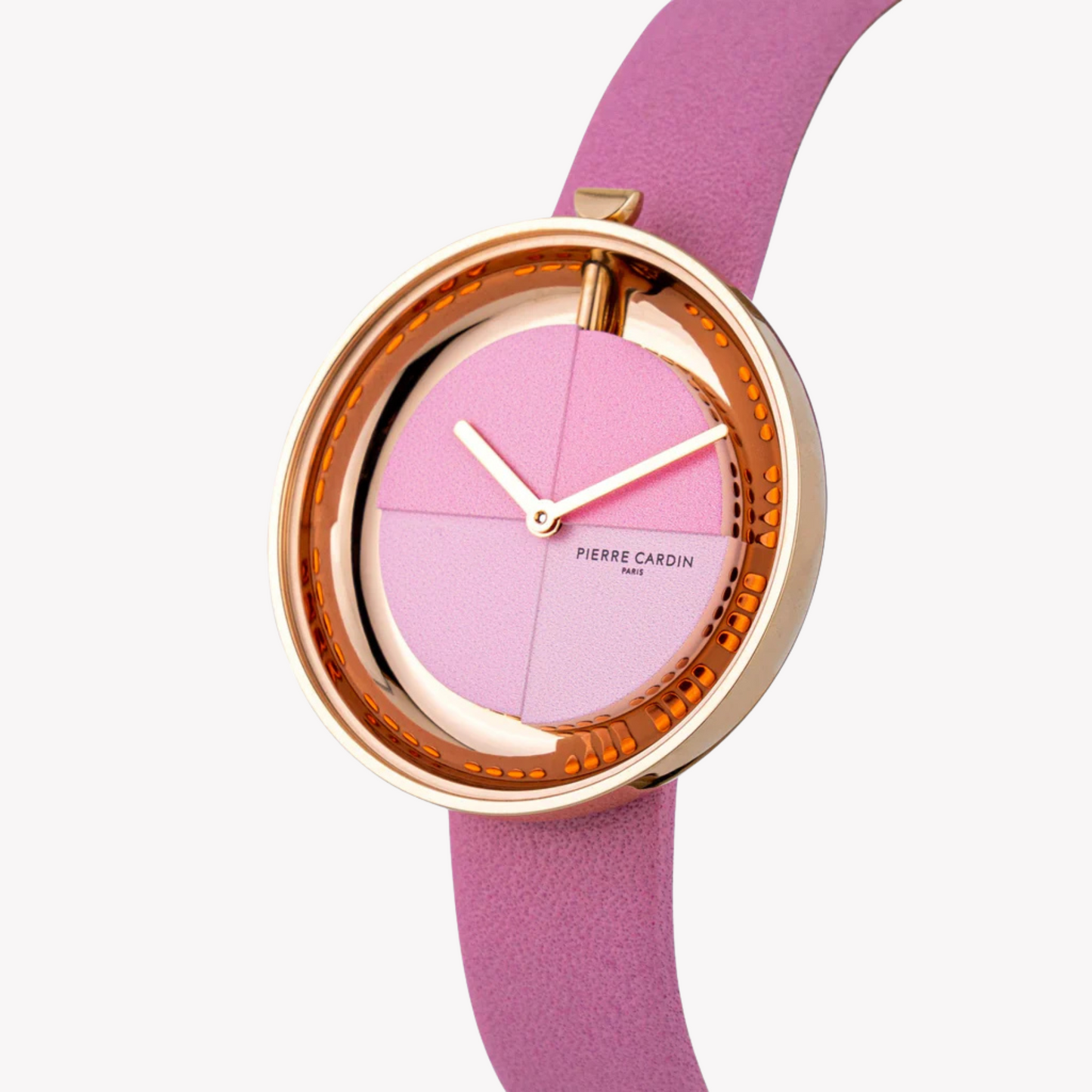 Montre femme Pierre Cardin en cuir rose, boîtier or rose | CMA.0004