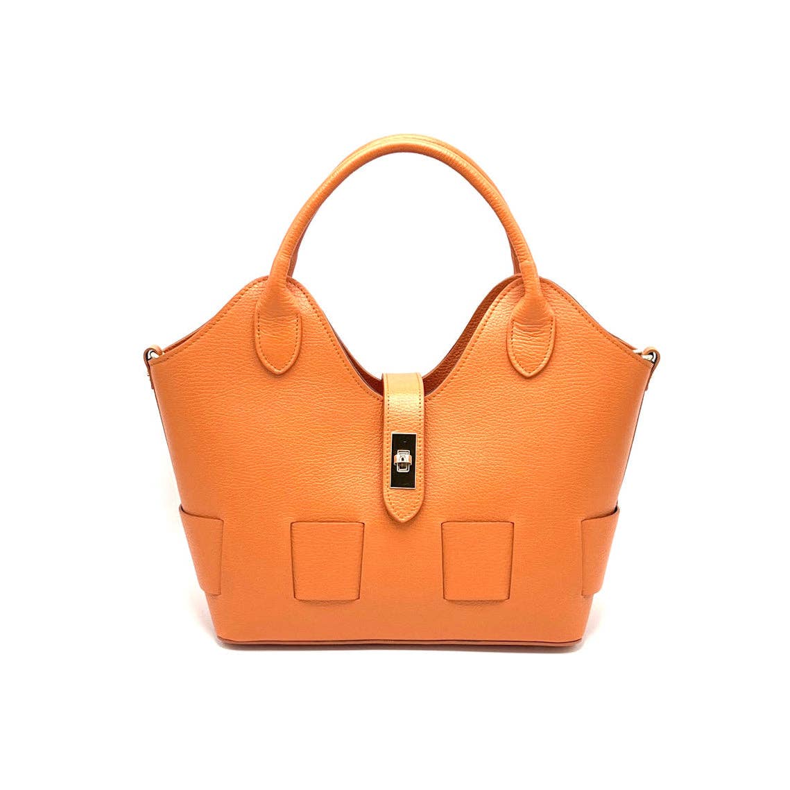 Schoudertas van echt leer, Made in Italy, art. 112599: Oranje