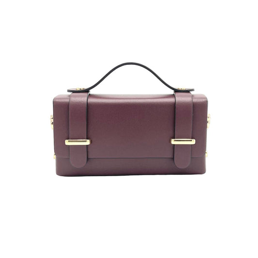 Mini clutch tas van echt leer met ketting, Gemaakt in Italië, art. 112591: Bordeaux