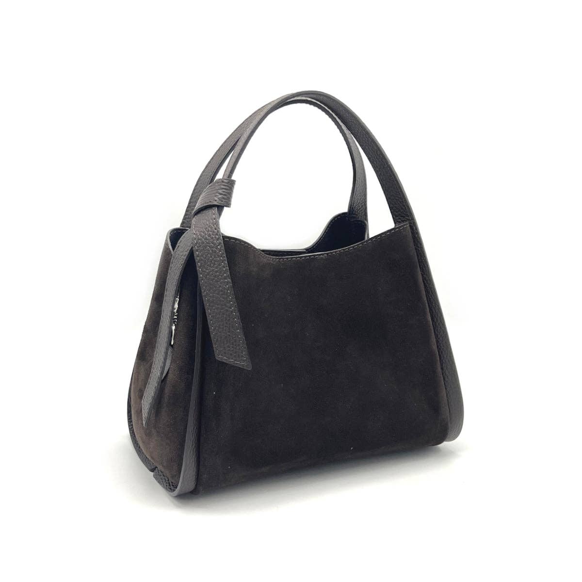 Suède leren handtas met schouderriem, Gemaakt in Italië, art. 112638: Olive Gold Zip