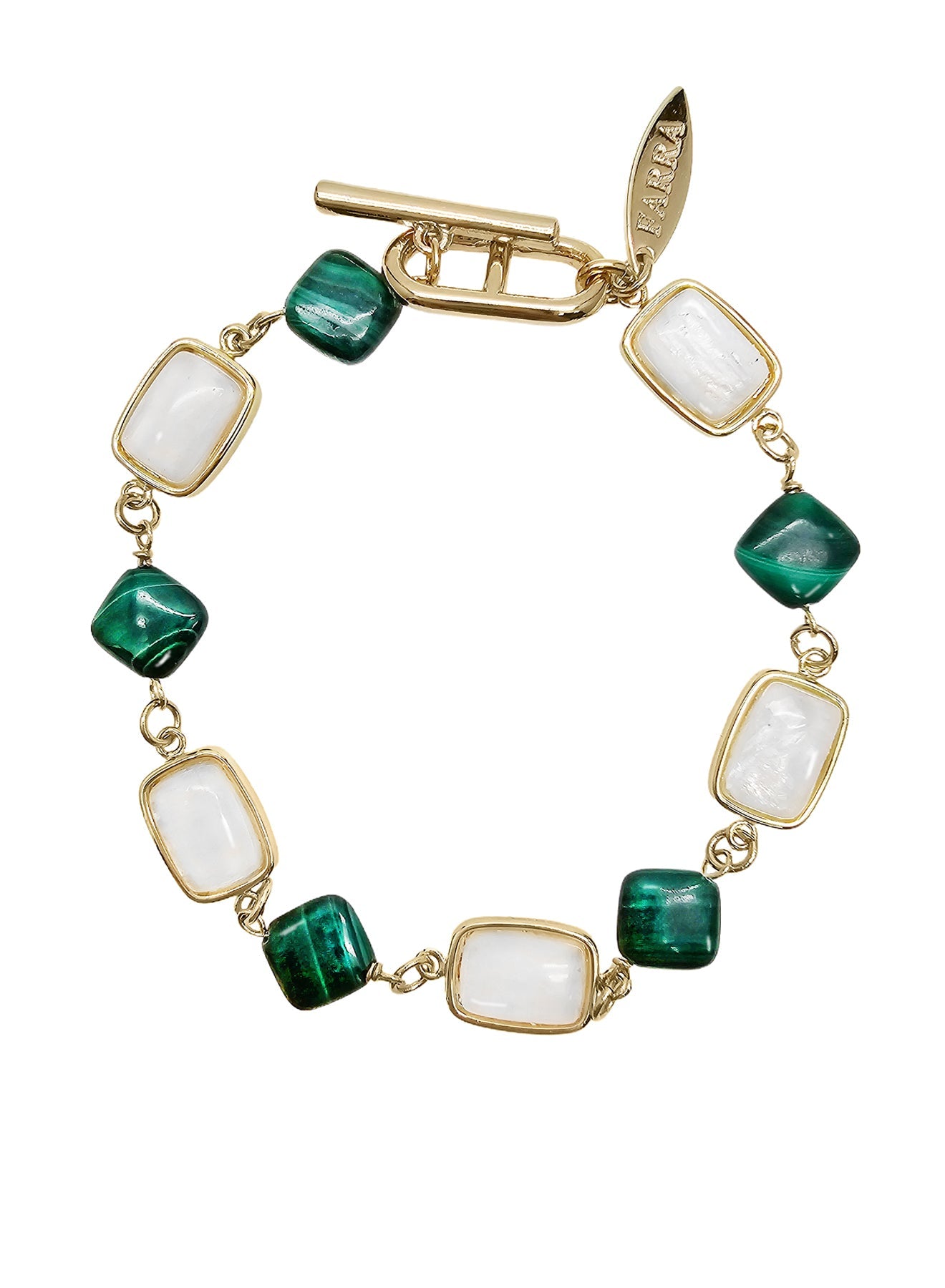 Bracelet en pierre de lune et malachite NB012