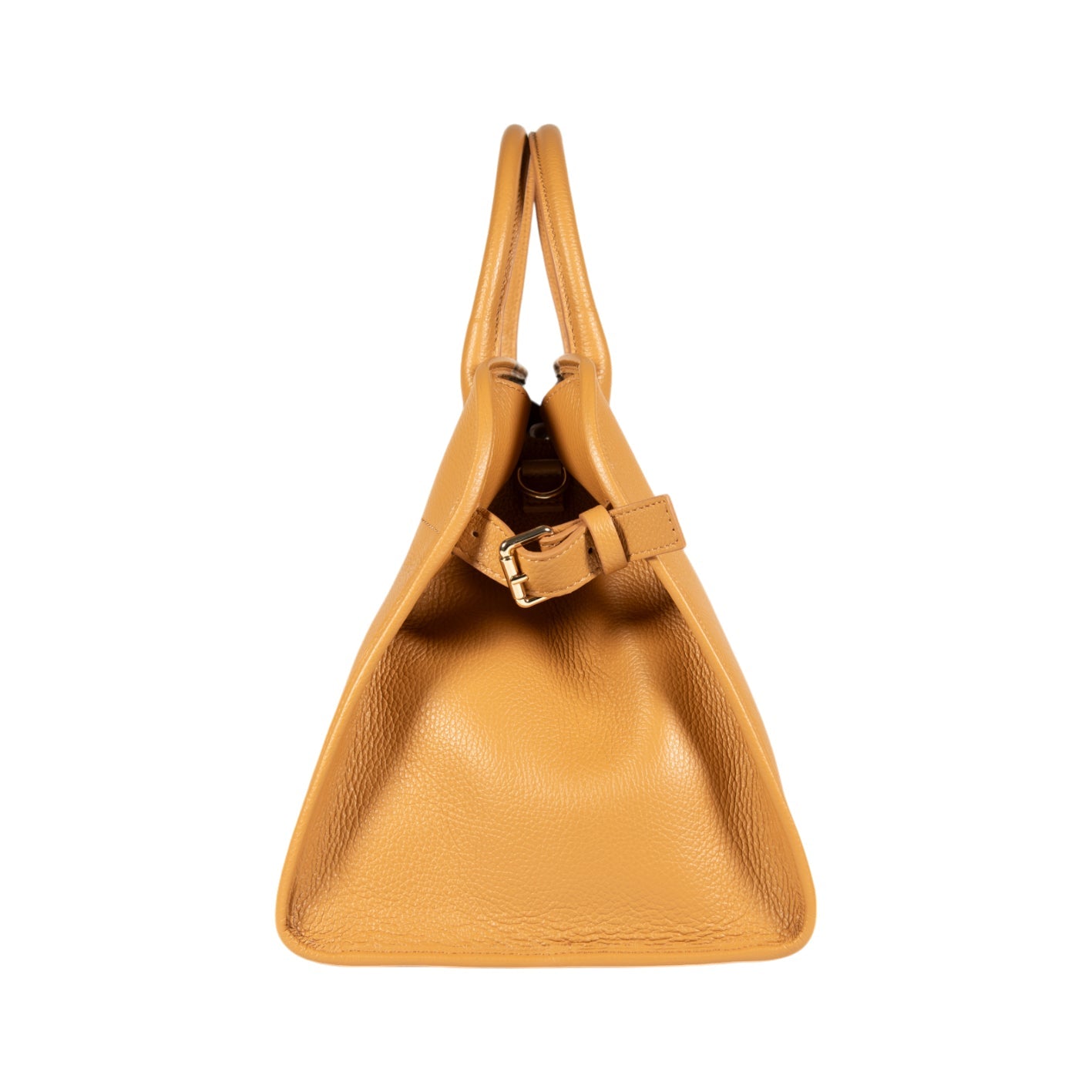 RB1032CQ | FRIDA Women's Handbag in Genuine Leather Made in Italy. Polished Gold Metal Accessories - Tan Color - Dimensions: 43 x 29 x 24 + 12 cm (Handle Drop)