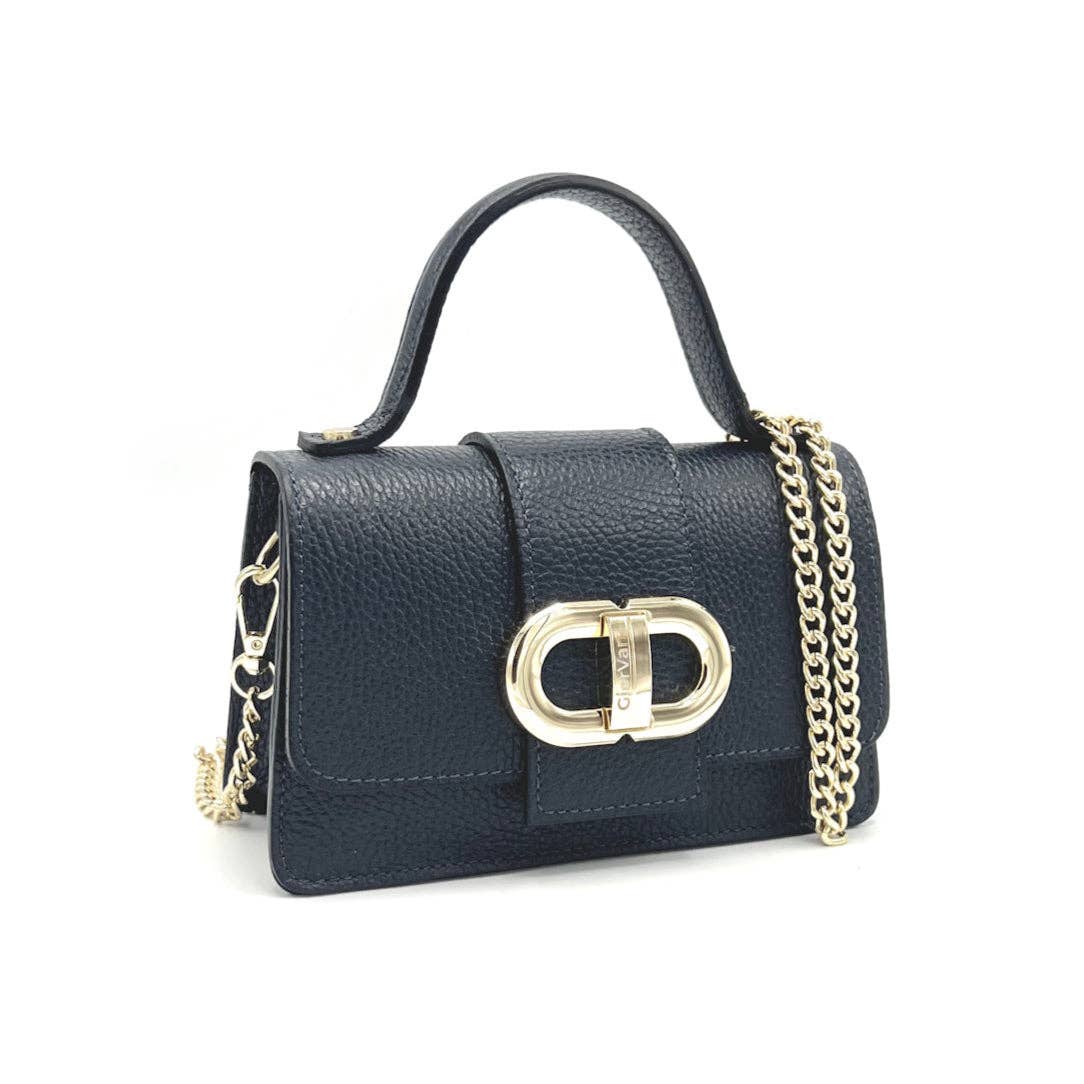 Clutch van echt leer, Mini formaat, Gemaakt in Italië, art. 112413GV: Donkerblauw